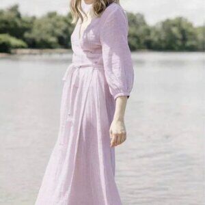Voloshin Lavender Cotton Gauze Louisa Wrap Dress XS/S